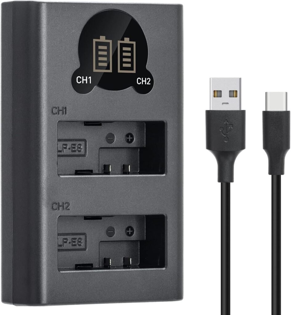 Caisi Dual Charger For Canon LP E8 Battery