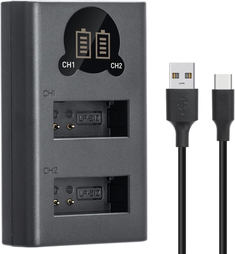 Caisi Dual Charger For Canon LP E12 Battery