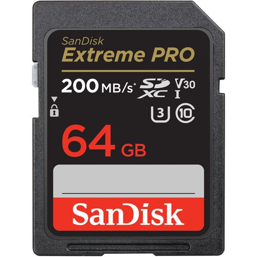 SanDisk 64GB 200MB/s Extreme PRO UHS-I SDXC Memory Card With 2 Year arranty