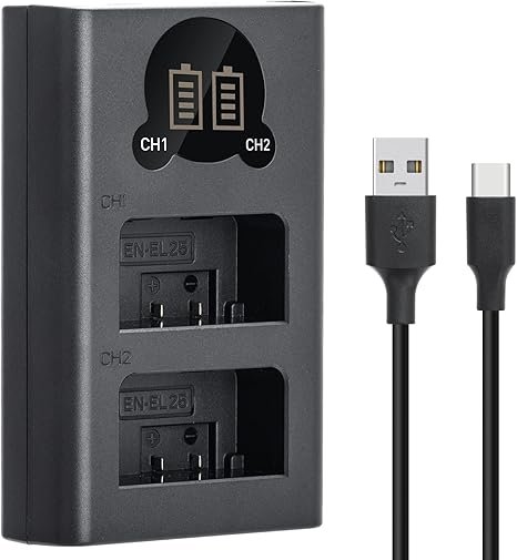 Caisi Dual Charger EL-25 For EN-EL 25 Z30 &amp; Z50 Camera Battery