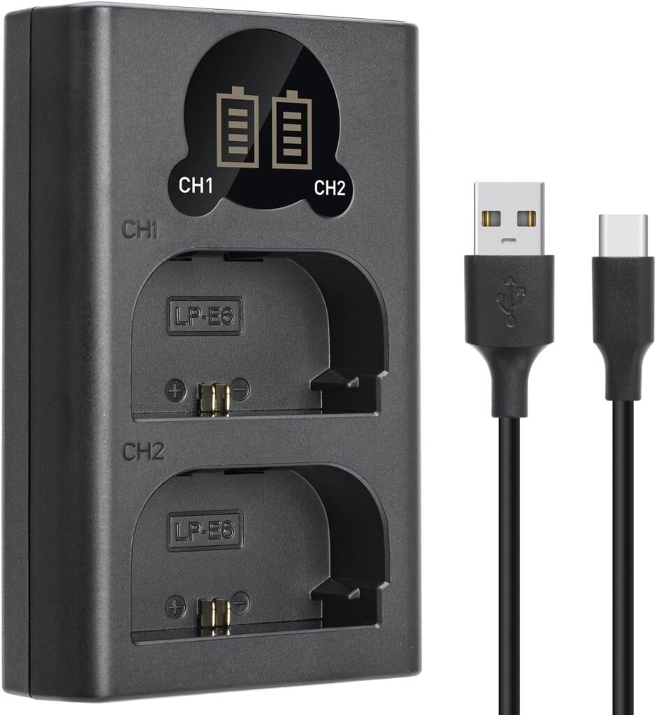 Caisi Dual Charger For Canon LP E6 Battery