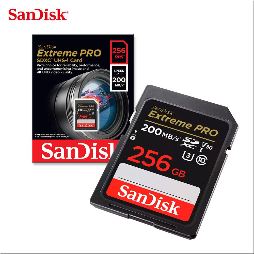 SanDisk Extreme Pro 256GB 170MB:s SDXC UHS-I SD Memory Card (V30)