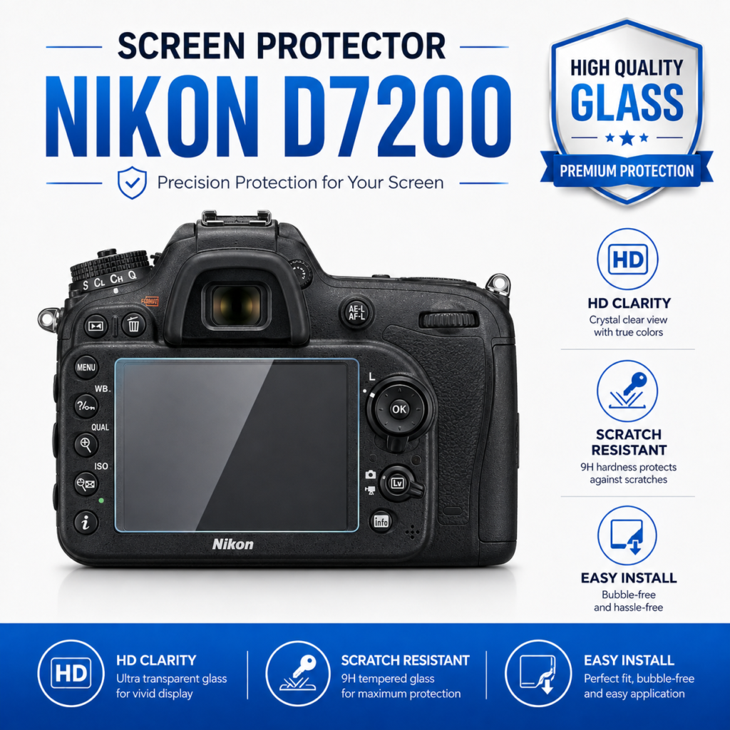 Nikon D7200 Screen Protector Tempered Glass 9H HD – Camera LCD Protection
